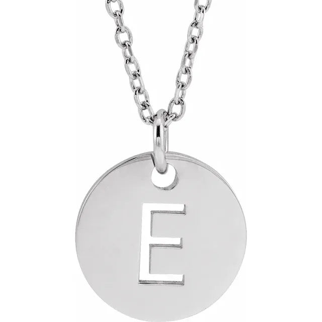 Sterling Silver Circular Disc Initial Pendant - View 37