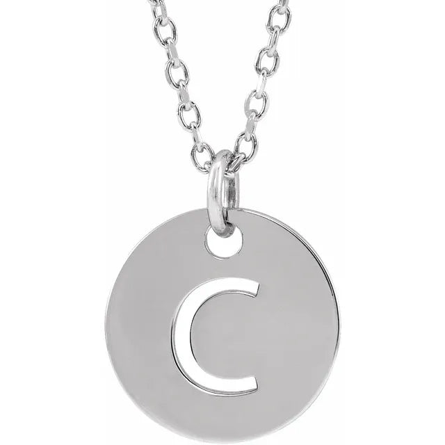 Sterling Silver Circular Disc Initial Pendant - View 25
