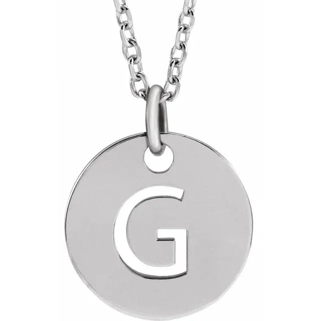 Sterling Silver Circular Disc Initial Pendant - View 19