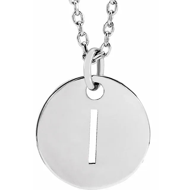 Sterling Silver Circular Disc Initial Pendant - View 29