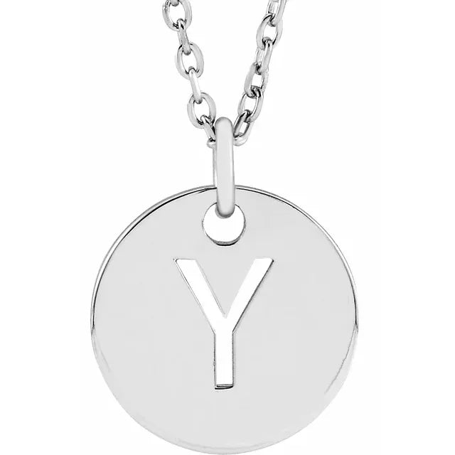 Sterling Silver Circular Disc Initial Pendant - View 36