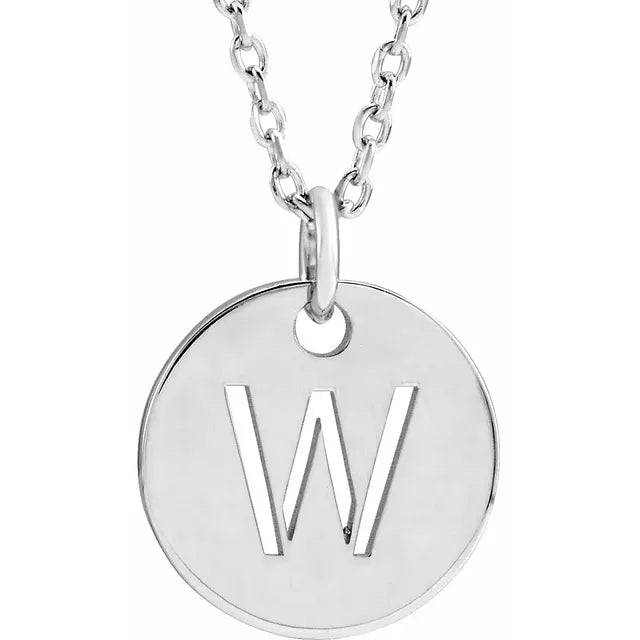 Sterling Silver Circular Disc Initial Pendant - View 38