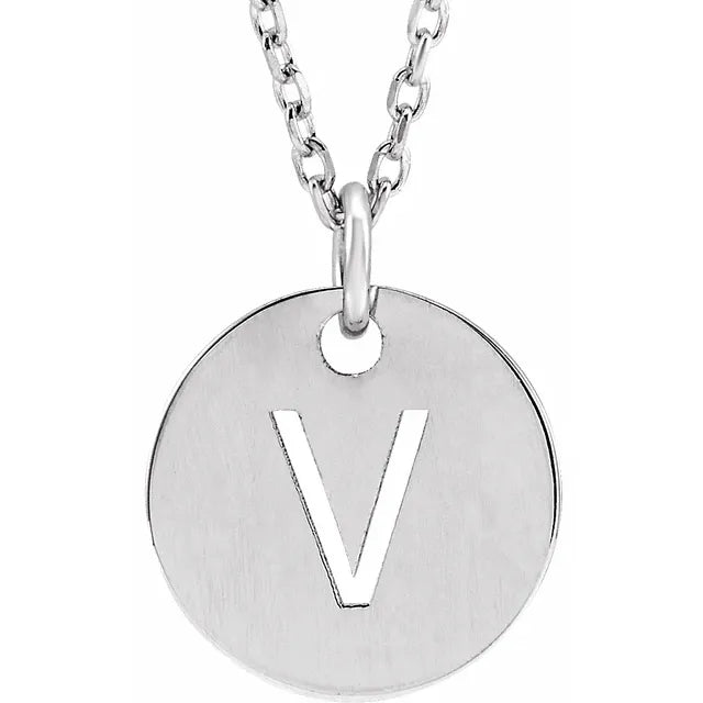 Sterling Silver Circular Disc Initial Pendant - View 32