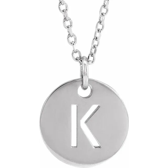 Sterling Silver Circular Disc Initial Pendant - View 53