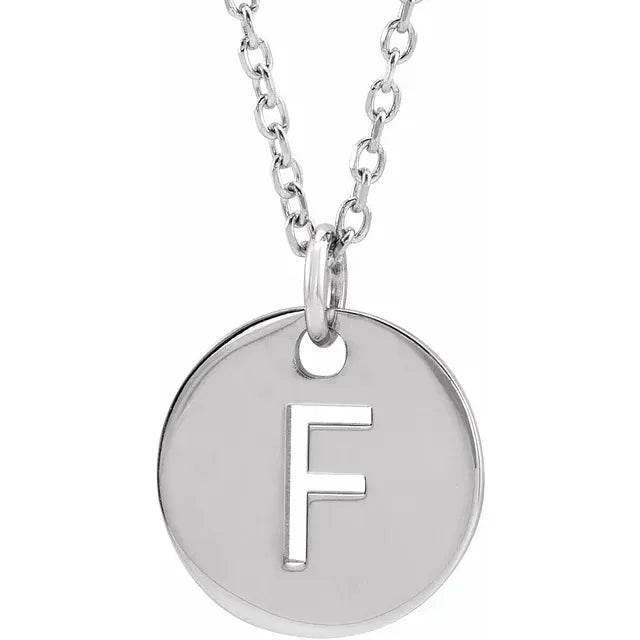 Sterling Silver Circular Disc Initial Pendant - View 51