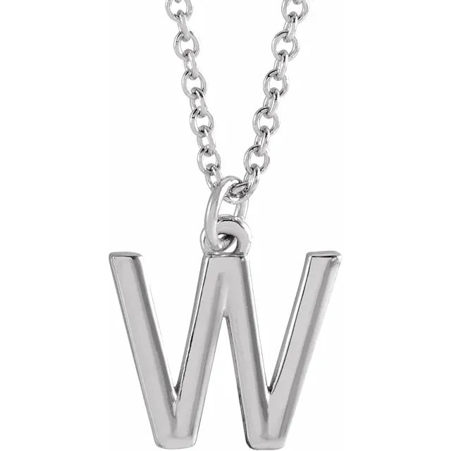 Sterling Silver Uppercase Initial Pendant (A–Z) - View 22