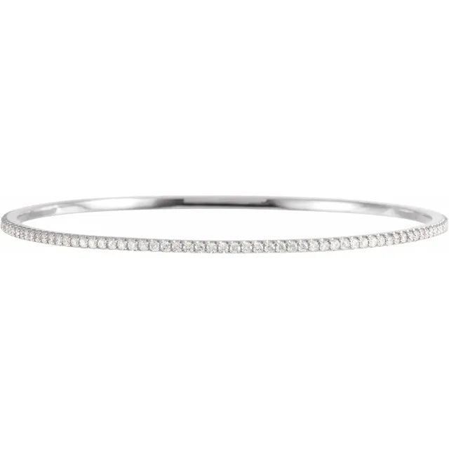 14K Gold Slim Stackable Diamond Bangle