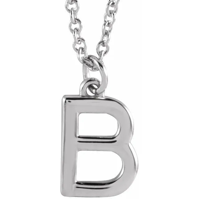 Sterling Silver Uppercase Initial Pendant (A–Z) - View 1