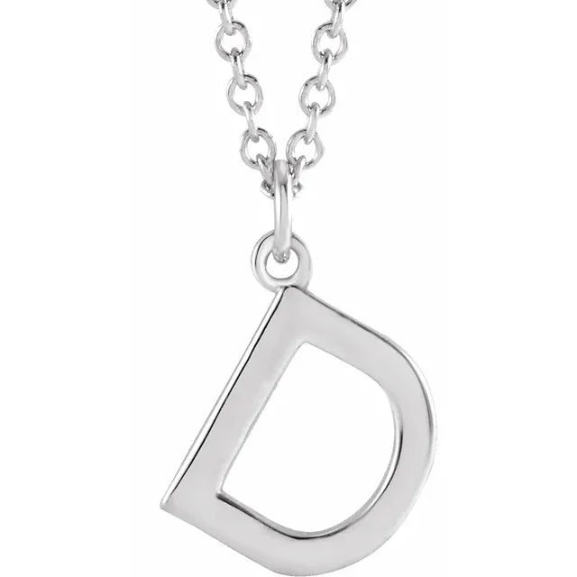 Sterling Silver Uppercase Initial Pendant (A–Z) - View 3