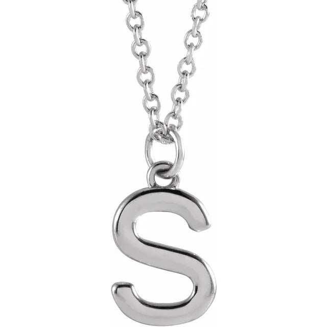 Sterling Silver Uppercase Initial Pendant (A–Z) - View 18
