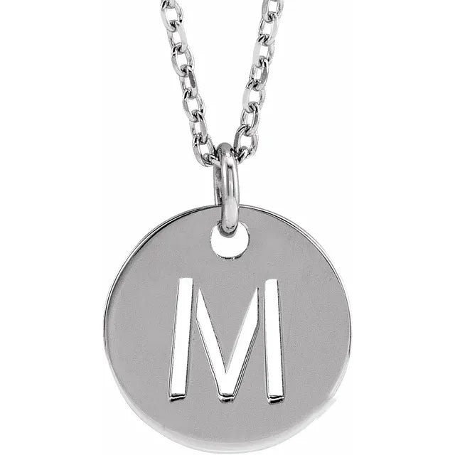 Sterling Silver Circular Disc Initial Pendant - View 61