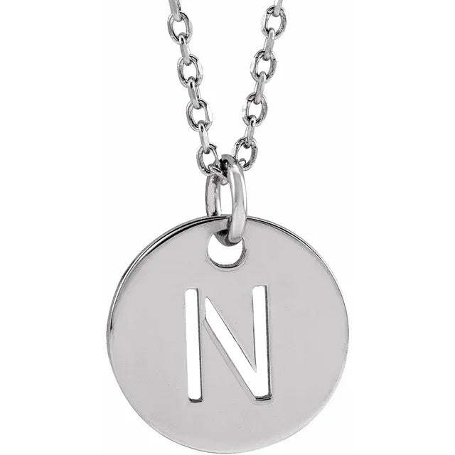Sterling Silver Circular Disc Initial Pendant - View 78