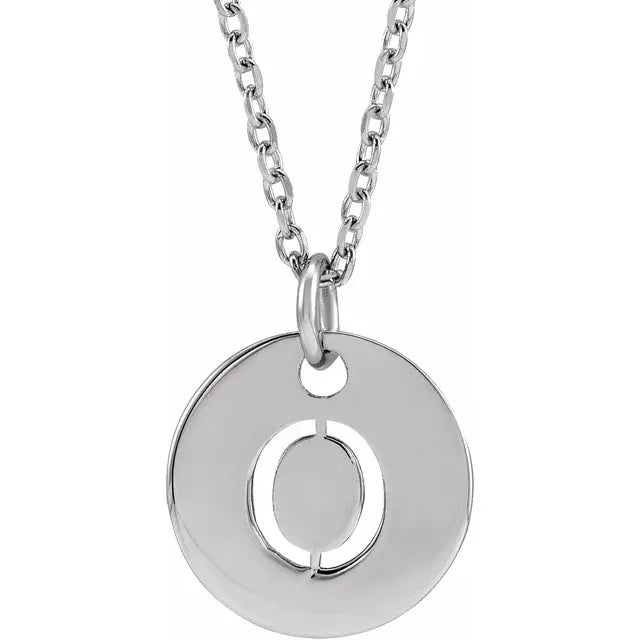 Sterling Silver Circular Disc Initial Pendant - View 60