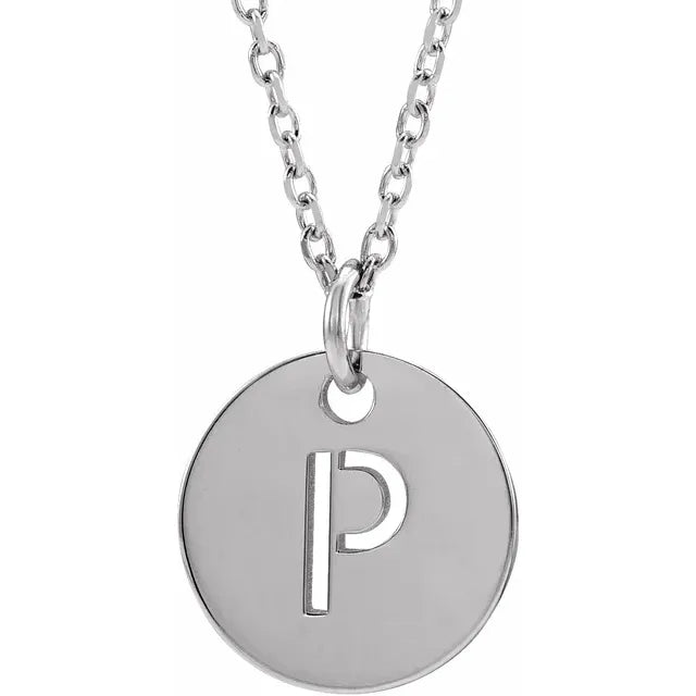 Sterling Silver Circular Disc Initial Pendant - View 71