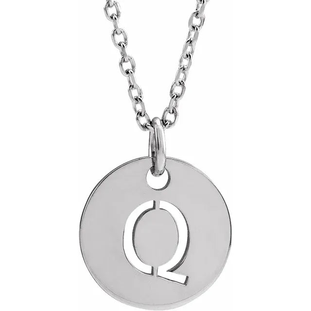 Sterling Silver Circular Disc Initial Pendant - View 81
