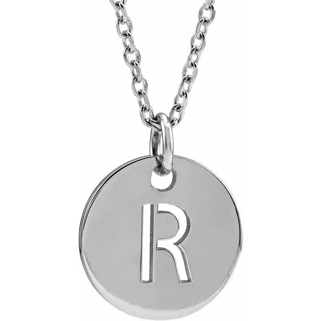 Sterling Silver Circular Disc Initial Pendant - View 75