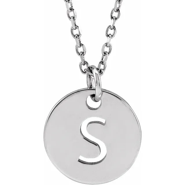 Sterling Silver Circular Disc Initial Pendant - View 73