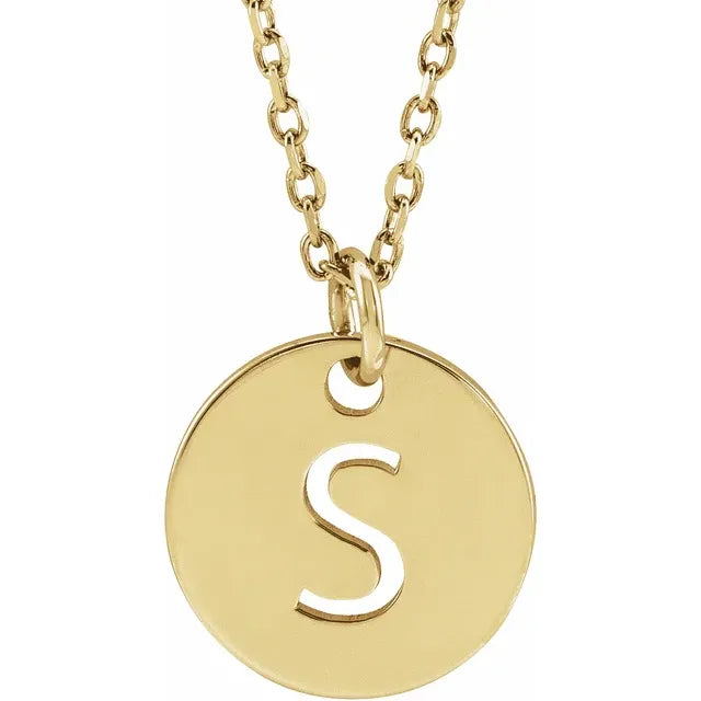 Sterling Silver Circular Disc Initial Pendant - View 74