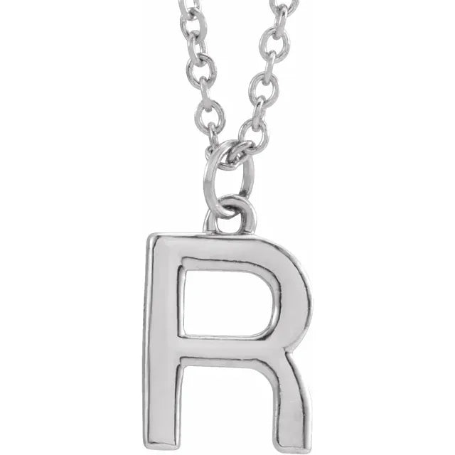 Sterling Silver Uppercase Initial Pendant (A–Z) - View 17