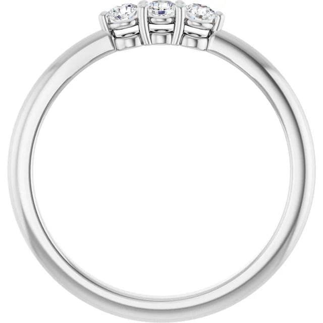 0.20CTW 10K Gold Ladies 3 Stone Design Past, Present, Round Brilliant Cut Diamond Ring