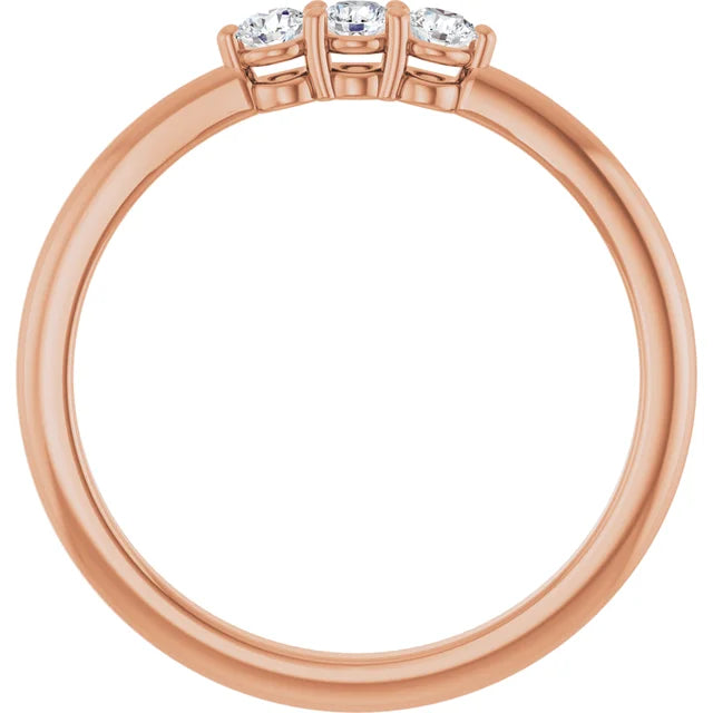 0.20CTW 10K Gold Ladies 3 Stone Design Past, Present, Round Brilliant Cut Diamond Ring