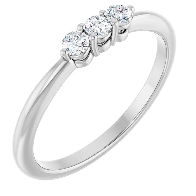 0.20CTW 10K Gold Ladies 3 Stone Design Past, Present, Round Brilliant Cut Diamond Ring