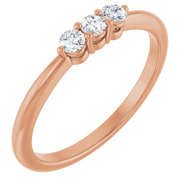 0.20CTW 10K Gold Ladies 3 Stone Design Past, Present, Round Brilliant Cut Diamond Ring