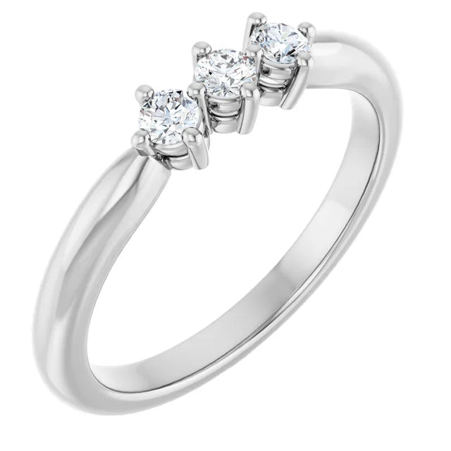 0.50CTW 10K Gold Ladies 3 Stone Design Past, Present, Round Cut Diamond Ring