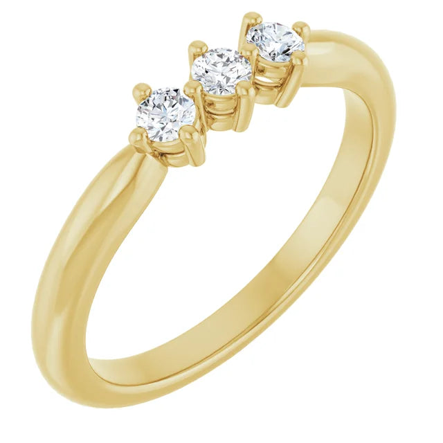 0.50CTW 10K Gold Ladies 3 Stone Design Past, Present, Round Cut Diamond Ring
