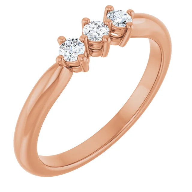 0.50CTW 10K Gold Ladies 3 Stone Design Past, Present, Round Cut Diamond Ring