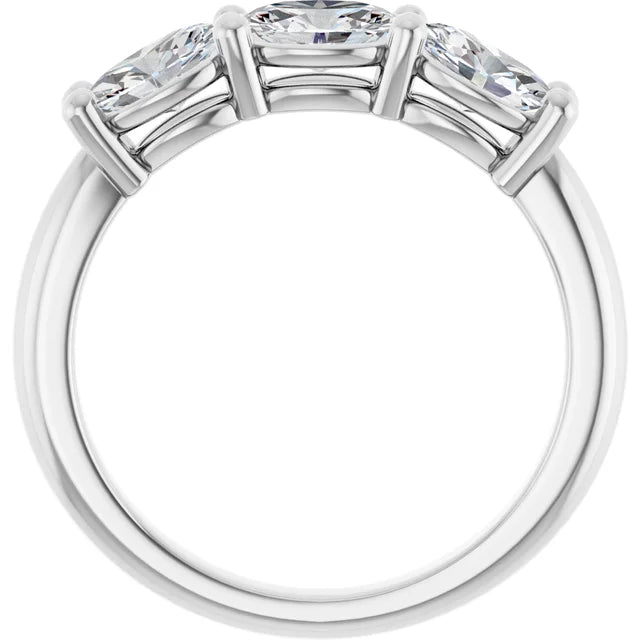 0.75CTW 14K  Gold Ladies 3 Stone Design Past, Present, Oval Cut Diamond Ring