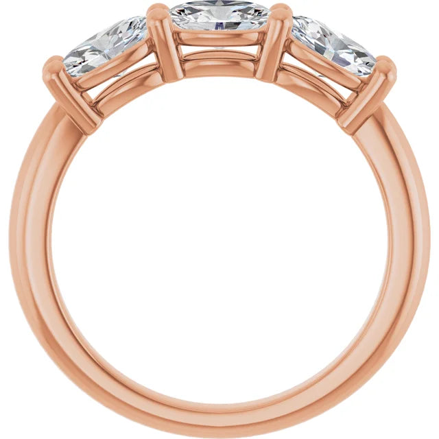 0.75CTW 14K  Gold Ladies 3 Stone Design Past, Present, Oval Cut Diamond Ring