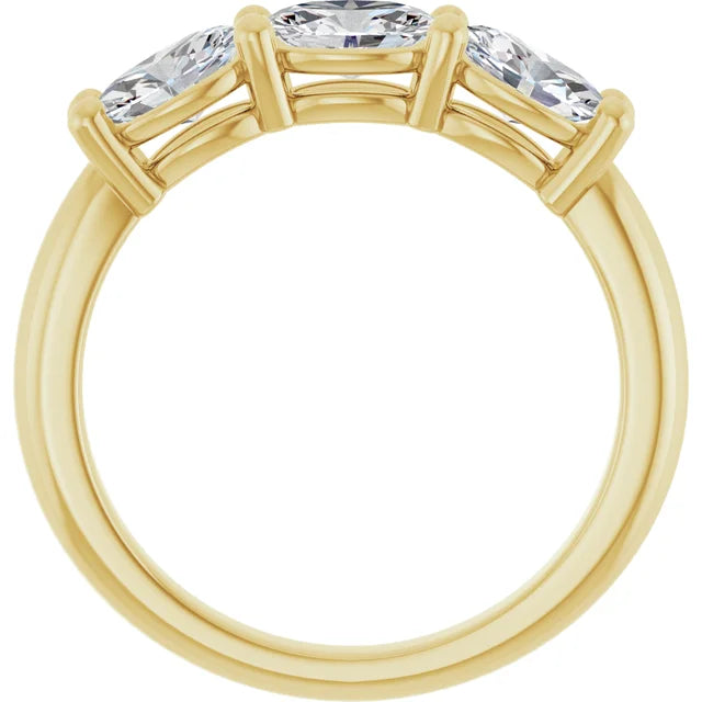 0.75CTW 14K  Gold Ladies 3 Stone Design Past, Present, Oval Cut Diamond Ring