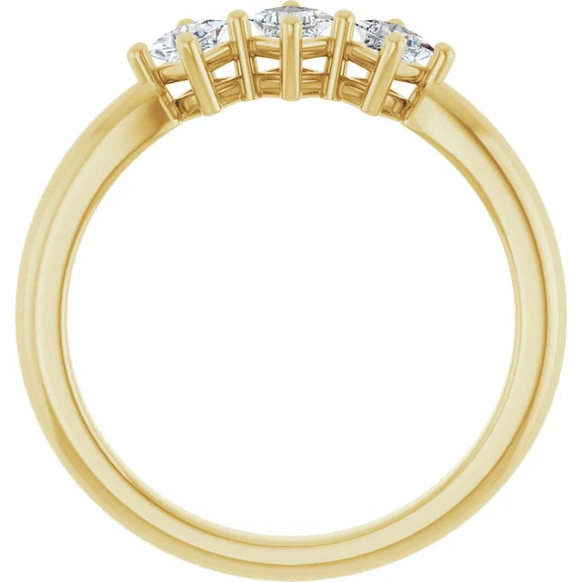 0.50CTW 10K Gold Ladies 3 Stone Design Past, Present, Princess Cut Diamond Ring