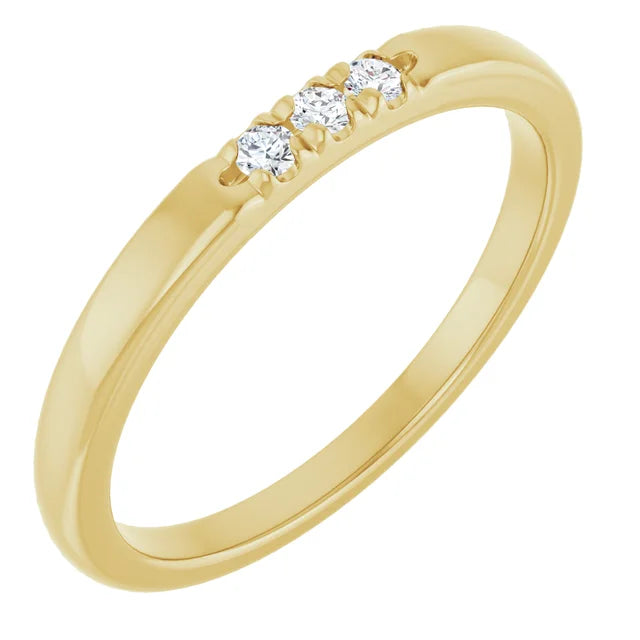 0.30CTW 10K Gold Ladies 3 Stone Design Past, Present, Round Cut Flush Set Diamond Ring