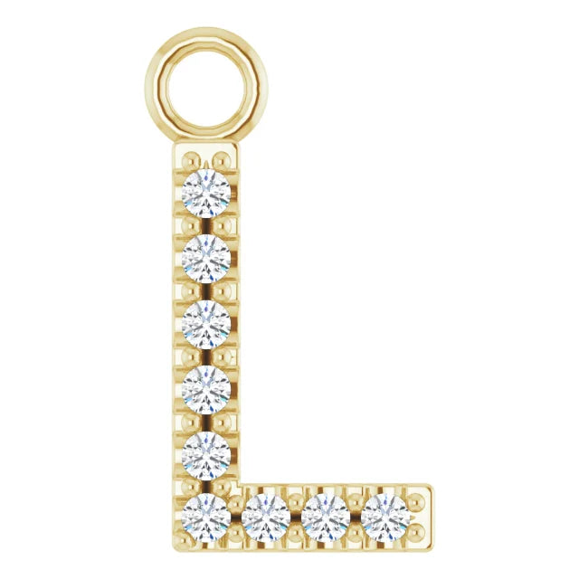 14K Solid Gold & Diamond Initial Pendant (A–Z) - View 33