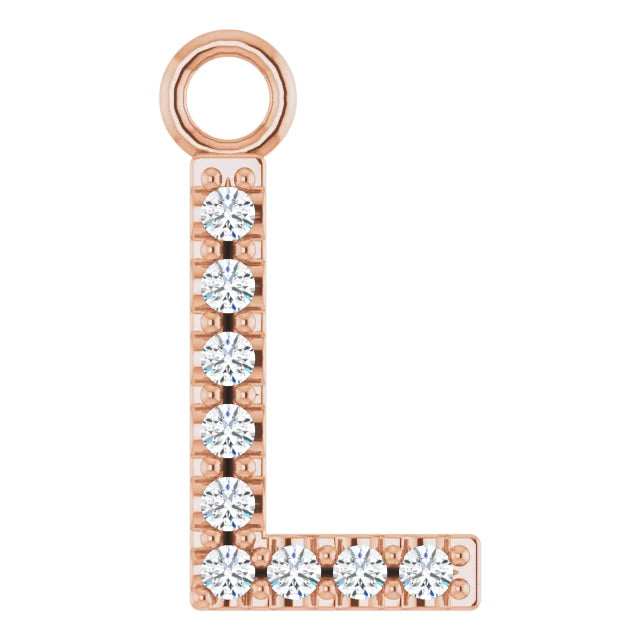 14K Solid Gold & Diamond Initial Pendant (A–Z) - View 35