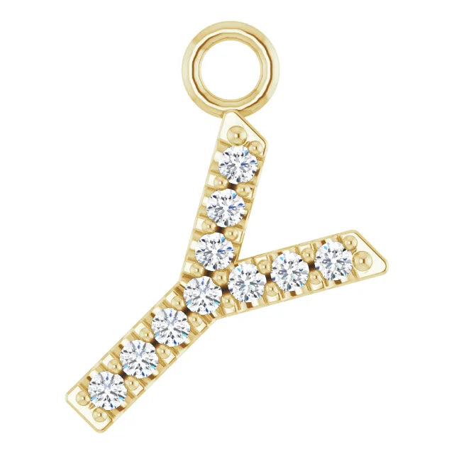14K Solid Gold & Diamond Initial Pendant (A–Z) - View 66
