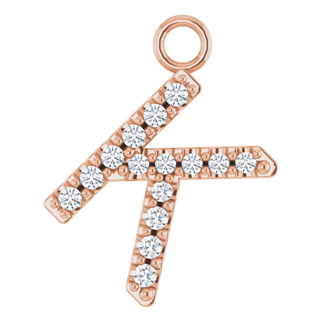 14K Solid Gold & Diamond Initial Pendant (A–Z) - View 30