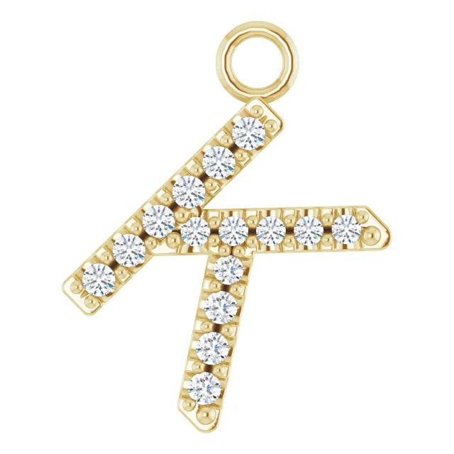 14K Solid Gold & Diamond Initial Pendant (A–Z) - View 32