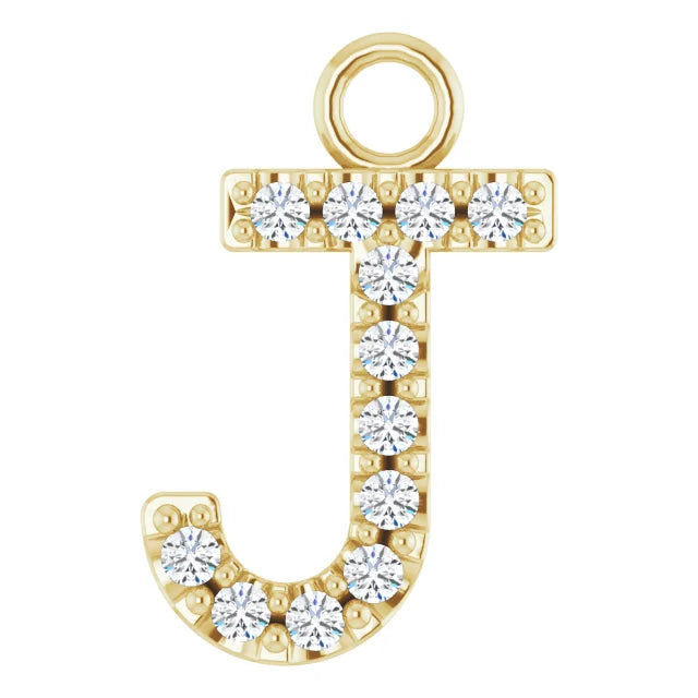14K Solid Gold & Diamond Initial Pendant (A–Z) - View 27