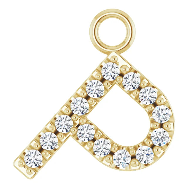14K Solid Gold & Diamond Initial Pendant (A–Z) - View 45