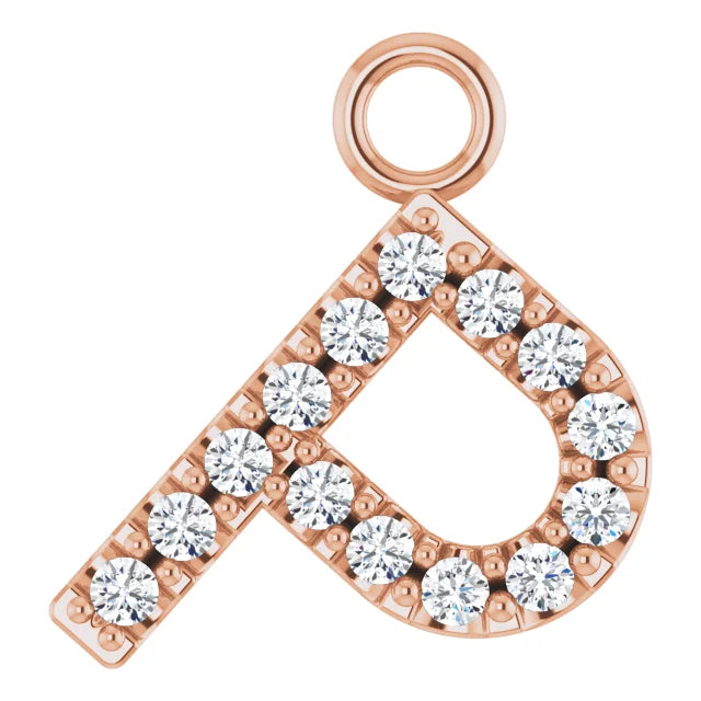 14K Solid Gold & Diamond Initial Pendant (A–Z) - View 47