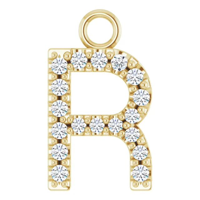 14K Solid Gold & Diamond Initial Pendant (A–Z) - View 76