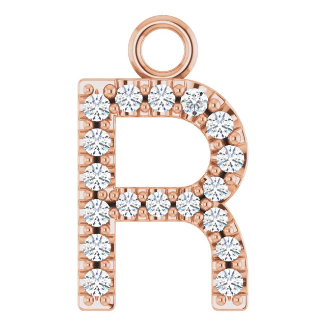 14K Solid Gold & Diamond Initial Pendant (A–Z) - View 77