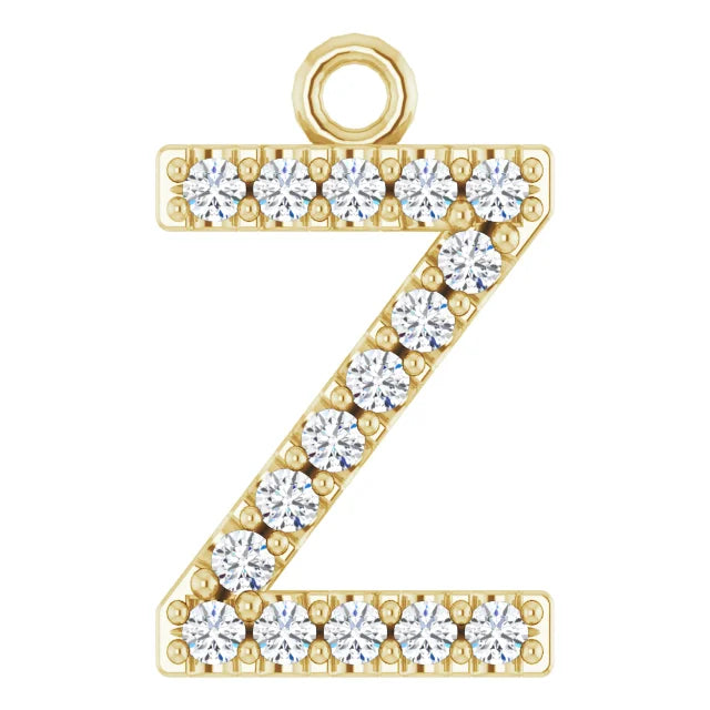 14K Solid Gold & Diamond Initial Pendant (A–Z) - View 80