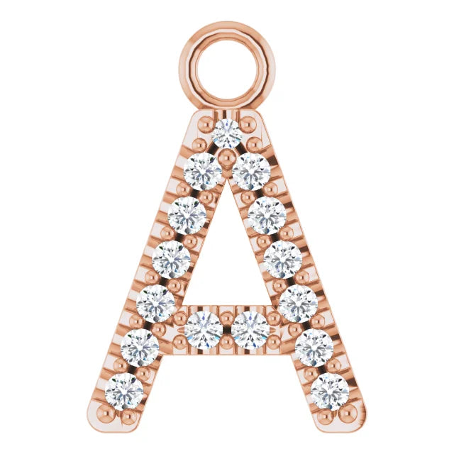 14K Solid Gold & Diamond Initial Pendant (A–Z) - View 2