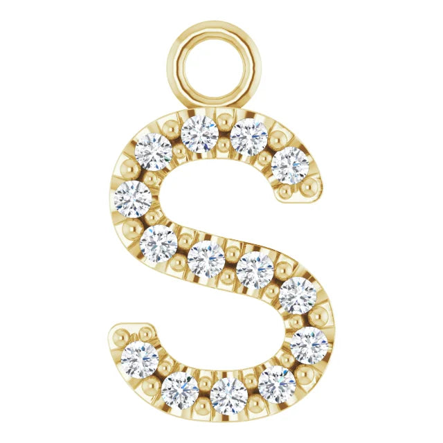 14K Solid Gold & Diamond Initial Pendant (A–Z) - View 50
