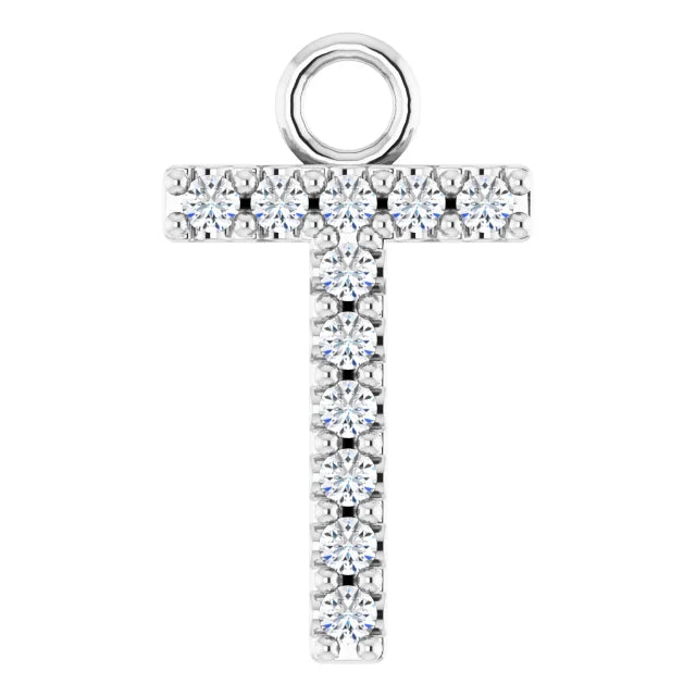 14K Solid Gold & Diamond Initial Pendant (A–Z) - View 52