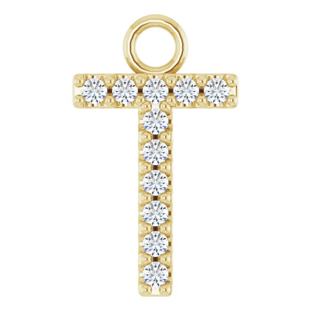 14K Solid Gold & Diamond Initial Pendant (A–Z) - View 53